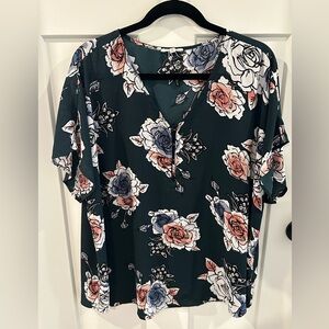 Floral V-Neck Women's Top